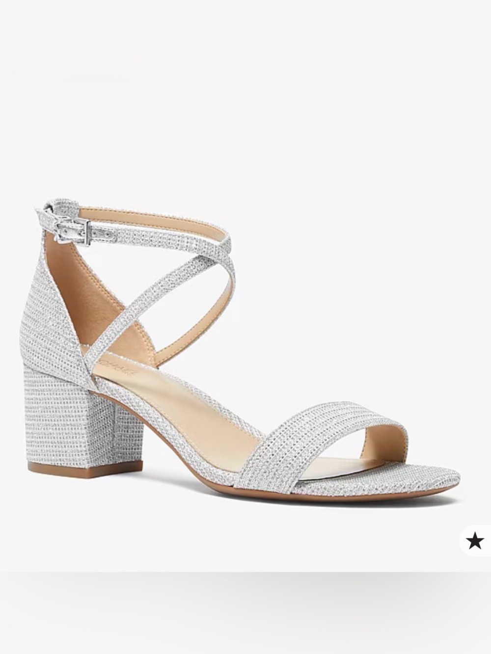 NEW (wot) Michael Kors Silver Glitter Block Heel Sandals